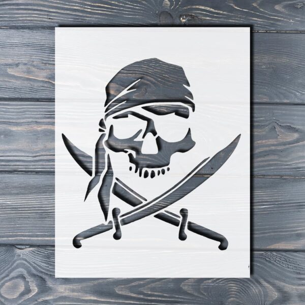 Pirate Skull Stencil – Reusable Jolly Roger Template with Crossed Swords for DIY Halloween Decor, Nautical Crafts, Party Signs & Pirate Cosplay - Image 4
