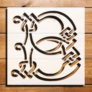 Celtic Initial B Design Stencil for Painting, Plastic Reusable 5.5" L x 5.5" W – Ideal for Personalization, DIY Crafts, and Creative Projects