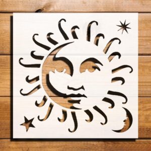 Sun Moon Star Stencil for Painting - 5.5" Reusable Plastic Craft Template for DIY Projects