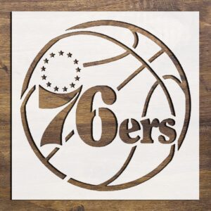 76ers Custom Cut Stencil – Reusable Template for DIY Wall Art, Furniture Painting, Craft Projects, and Decorative Sports-Themed Designs