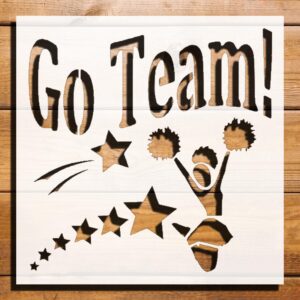 Go Team Sign Stencil for Painting – Plastic Reusable 5.5" L x 5.5" W