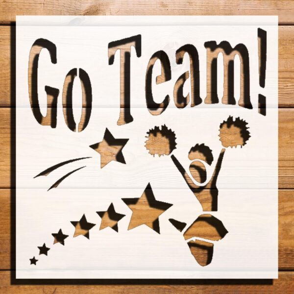 Go Team Sign Stencil for Painting – Plastic Reusable 5.5" L x 5.5" W