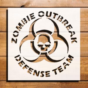Zombie Sign Epidemic Stencil for Painting, Plastic Reusable 5.5" L x 5.5" W – Ideal for Halloween Decor, DIY Crafts, and Themed Projects