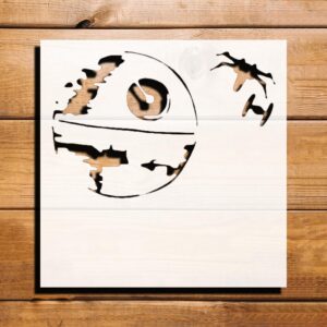 Space Spaceship Planet, Plastic Stencil for Paint Reusable 5.5" L x 5.5" W - Ideal for DIY Projects