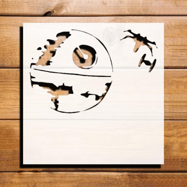 Space Spaceship Planet, Plastic Stencil for Paint Reusable 5.5" L x 5.5" W - Ideal for DIY Projects