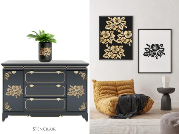 Hibiscus Flowers Stencil for Painting on Wood, Canvas, Paper, Fabric, Walls and Furniture , Wildflower Stencil, Stencils Home Décor, Reusable DIY Art and Craft Stencils - Image 3