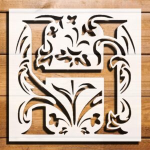 Letter Initial H Stencil for Painting, Reusable Plastic 5.5x5.5, Airbrush, DIY Crafts