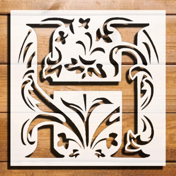 Letter Initial H Stencil for Painting, Reusable Plastic 5.5x5.5, Airbrush, DIY Crafts