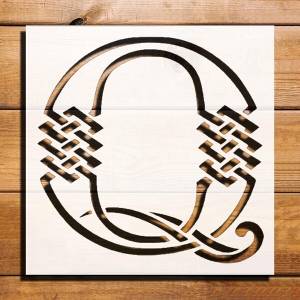 Celtic Initial Q Design Stencil for Painting, Plastic Reusable 5.5x5.5 Inch