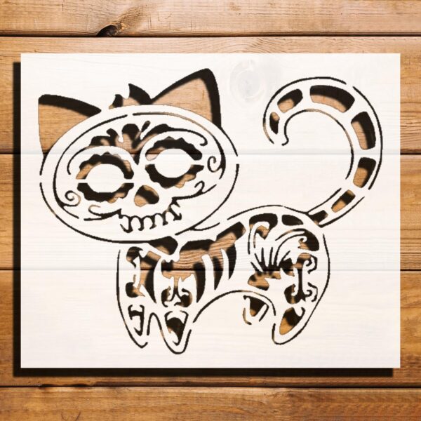 Cat Skeleton Stencil for Painting, Plastic Reusable 6" L x 5" W – Perfect for Halloween Crafts, DIY Projects, and Home Decor