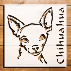 Cute Dog Chihuahua Sign Stencil for Painting, Plastic Reusable 5.5" L x 5.5" W – Perfect for Crafting, Pet-Themed DIY Projects, and Home Decor