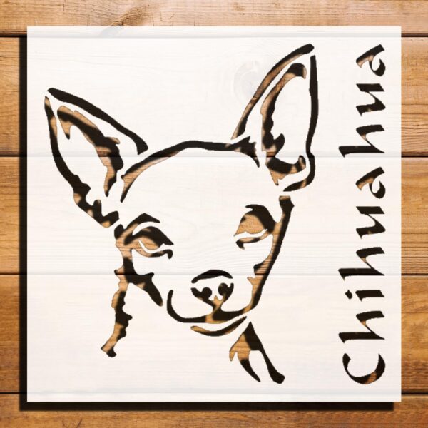 Cute Dog Chihuahua Sign Stencil for Painting, Plastic Reusable 5.5" L x 5.5" W – Perfect for Crafting, Pet-Themed DIY Projects, and Home Decor
