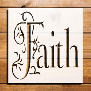 Faith Stencil for Painting, Plastic Reusable 5.5x5.5 inch – Ideal for DIY Crafts, Home Decor, and Inspirational Projects