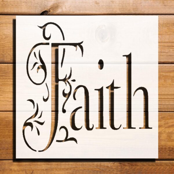 Faith Stencil for Painting, Plastic Reusable 5.5x5.5 inch – Ideal for DIY Crafts, Home Decor, and Inspirational Projects