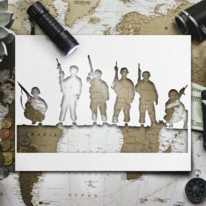 Soldier Men Rifles Stencil Template - Reusable for Painting on Walls, Wood, DIY Arts and Crafts Projects - LIONX