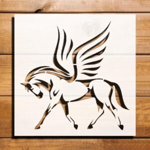 Horse with Wings Pegasus Stencil for Painting, Plastic Reusable 5.5" L x 5.5" W – Ideal for DIY Crafts, Painting, Home Decor, and Fantasy-Themed Projects