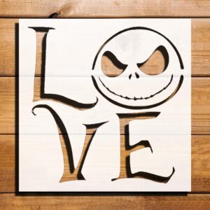 Skeleton Love Letters Stencil for Painting, Plastic Reusable 5.5x5.5 Inch – Ideal for Gothic Art Projects, Crafts, and Home Decor