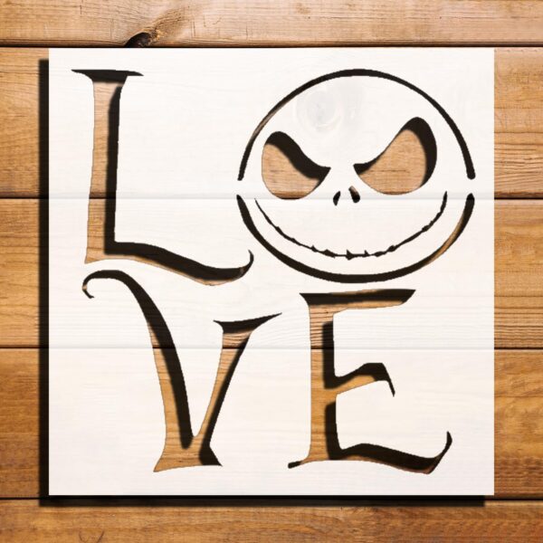 Skeleton Love Letters Stencil for Painting, Plastic Reusable 5.5x5.5 Inch – Ideal for Gothic Art Projects, Crafts, and Home Decor