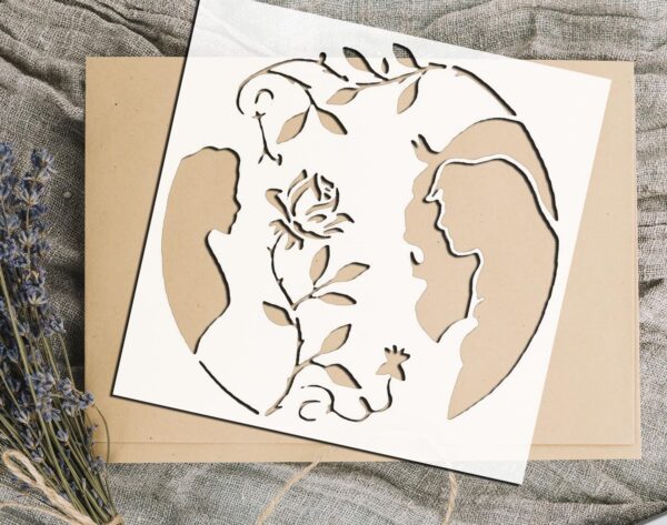 Princess Beauty & Beast Stencil – Reusable Plastic Stencil for DIY Crafts, Painting on Wood, Walls, Fabric & Home Decor - Image 3