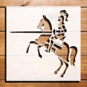 Stencil Brave Knight, Plastic Reusable 5.5" L x 5.5" W Ideal for DIY Crafts, Scrapbooking, Painting, and Creative Projects