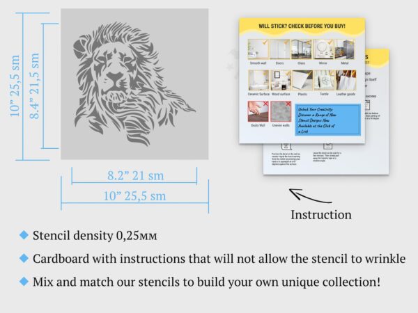 Lion Head Stencil – Reusable Tribal-Style Animal Template for Wall Art, T-Shirts, Safari Decor, DIY Crafts – Plastic Laser-Cut Stencil Sheet - Image 7