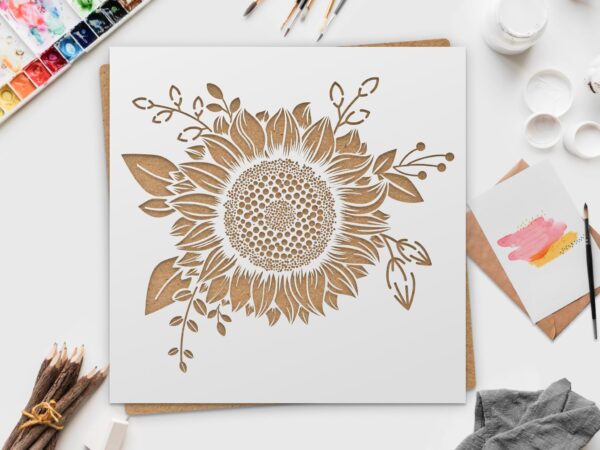 Sunflower Stencil | DIY Stencils for Artistic Projects | Floral Design | | Flowers Stencil