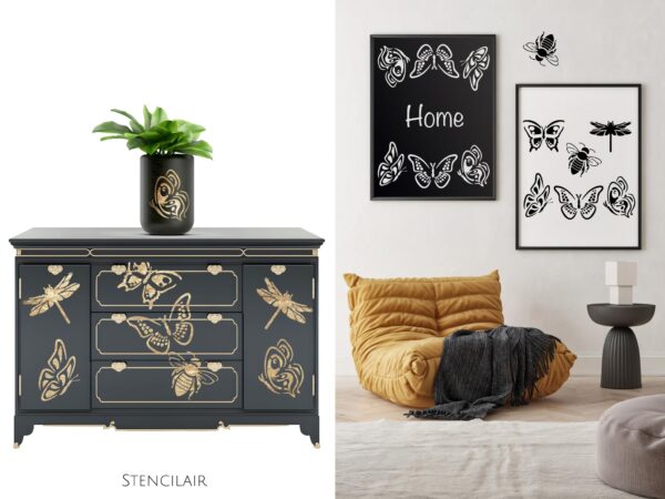 Butterfly Stencil Set for Painting on Wood, Canvas, Paper, Fabric, Walls and Furniture , Wildflower Stencil, Stencils Home Decor, Reusable DIY Art and Craft Stencils - Image 3