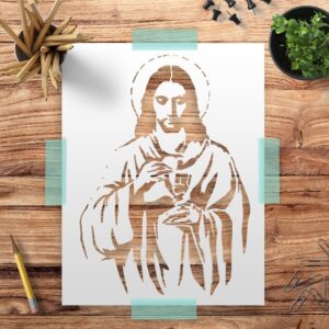 Jesus Holding Chalice Stencil Template - Reusable for Painting on Walls, Wood, Glass, Arts and Crafts Art, Craft, and DIY Projects - LIONX