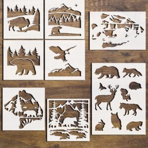 Wild Animal Stencil Bundle – Bear, Fox, Owl, Eagle & Buffalo – Reusable Templates for DIY Arts, Crafts, Painting on Walls, Wood & More – & Sizes