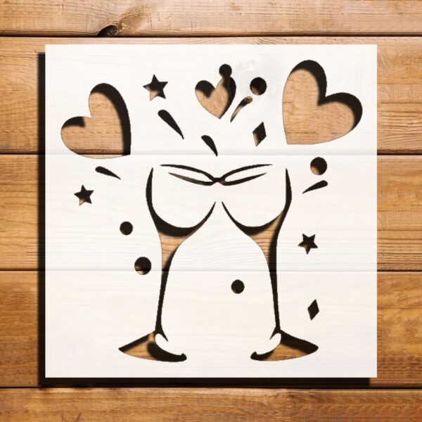 Party Glass Heart Stencil for Painting - Reusable 5.5x5.5 Inch Plastic Craft Template