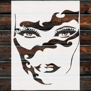 Abstract Female Face Stencil – Reusable Plastic Portrait Template for Wall Art, Canvas Painting, Modern Decor, Spray Art – DIY Stencil