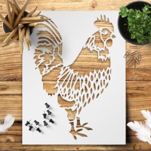 Rooster Stencil Template for Painting - Reusable Farm Country Bird Design, , Versatile DIY Arts and Crafts Tool on Walls, Wood, Glass
