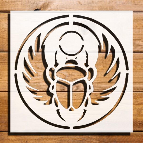 Egyptian Scarab Design Stencil for Painting, Plastic Reusable 8" L x 8" W – Ideal for Ancient Art Projects, Crafts, and Home Decor