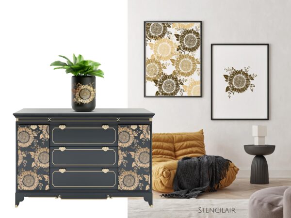 Sunflower Stencil | DIY Stencils for Artistic Projects | Floral Design | | Flowers Stencil - Image 3