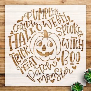 Halloween Pumpkin Stencil for Crafts and Home Decor, Spooky Typography Design, Perfect for Fall Projects and Seasonal Celebrations - Size A3 ()