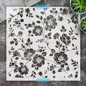 Floral Wall Stencil for Painting - Reusable Large Stencil for Wall Decor, DIY Home Decoration, Flower Pattern Stencil for Furniture, Fabric ()
