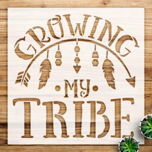 Tribal Family Stencil Pattern with Arrow and Feathers for Walls and Home Decor, DIY Boho Embellishments for Creative Projects - Size A4 ()