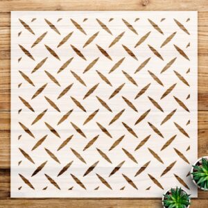 Diamond Plate Stencil Pattern for Walls and Crafts, Reusable Geometric Design, Ideal for Painting Home Decor and Art Projects - Size A1 ()