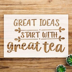 Tea Word Art Stencil for Walls and Crafts, Reusable Mylar Template, Inspirational Quotes for Home Decor and DIY Projects - Size A4 ()