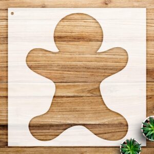 Gingerbread Man Stencil Pattern for Holiday Crafts and Decorations, Reusable Mylar Template, Ideal for Walls, Wood, and Festive Art Projects - Size A3 ()