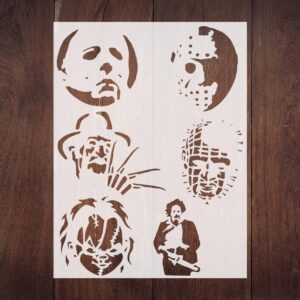 Halloween Iconic Horror Trio Stencil - Freddy, Jason, Chucky Design for Spooky Crafts