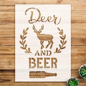 Deer and Beer Stencil Pattern for Home Decor and Crafts, Reusable Mylar Template, Ideal for Man cave, DIY Projects, and Country Hunting Themes - Size A1 ()