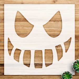 Creepy Jack o Lantern face Silhouette Stencil for Halloween Crafts, Reusable Mylar Template for Walls, Wood, and Decor Projects - Size A3 ()