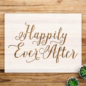 Happily Ever After Stencil Pattern for Walls and Crafts, Reusable Mylar Template, Hand-Drawn Script Design, Ideal for Home Decor and Creative Projects - Size A4 ()