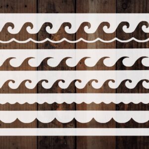 Reusable Ocean Waves Pattern Stencil - Custom, Tiled Multiple Wave Design for Coastal Crafts