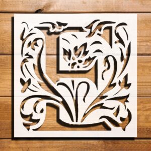 Letter Initial E Stencil for Painting, Plastic Reusable 5.5" L x 5.5" W - Versatile Stencil for Drawing, Scrapbooking, and DIY Crafts