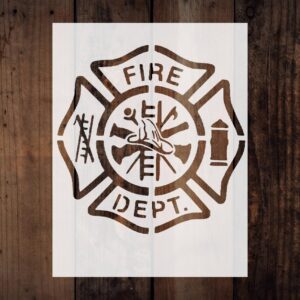 Generic Fire Department Firefighter Stencil, Reusable Plastic Template, 8.5x11 Inch, Durable for Community Projects and Home Decor, White
