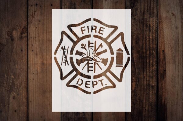 Generic Fire Department Firefighter Stencil, Reusable Plastic Template, 8.5x11 Inch, Durable for Community Projects and Home Decor, White