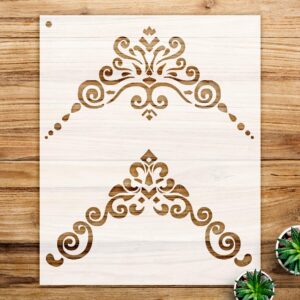 Border Scroll Corners Stencil Pattern for Wood and Crafts, Reusable Mylar Template, Ideal for Home Decor and Artistic Embellishments - Size A3 ()