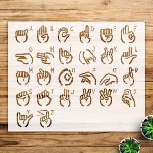 American Sign Language Alphabet Stencil for Home Decor and Craft Projects, Reusable Mylar Template for Walls, Wood Signs, and DIY Art - Size A4 ()